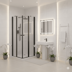 Home מקלחון הרמוניקה מתקפל פינתי מלודי בלאק